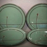 Image 2 of Full Copper Green Bruen Pottery Dinnerware set