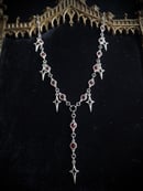 Image 1 of starry lariat necklace (silver and red)