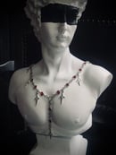 Image 2 of starry lariat necklace (silver and red)