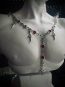 Image 3 of starry lariat necklace (silver and red)