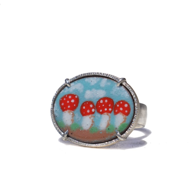 Image of mushy fam enamel ring