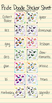 Image 2 of ♥ Pride Doodle Sticker Sheet ♥ (14 flags available) 