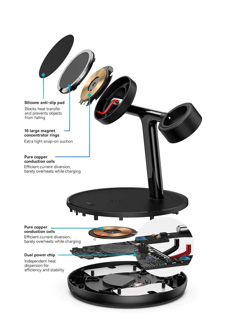 3 in 1 Magnetic Wireless Charger Stand For Phone iPhone 15 14 Pro Airpods Apple Watch Fast Charge