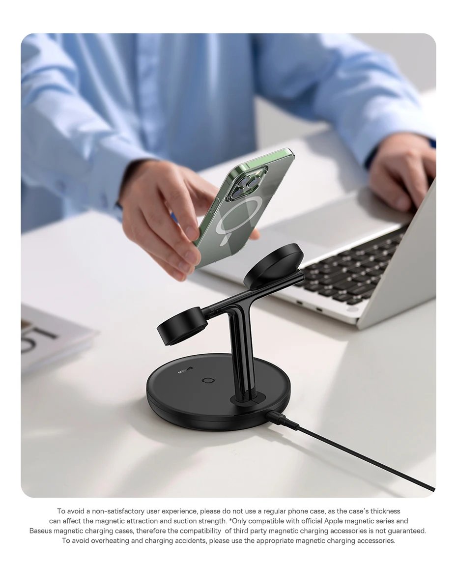3 in 1 Magnetic Wireless Charger Stand For Phone iPhone 15 14 Pro Airpods Apple Watch Fast Charge