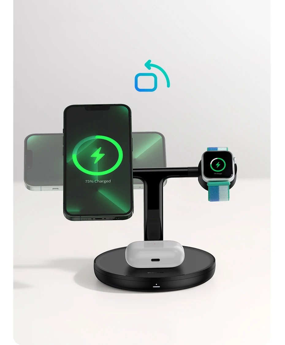3 in 1 Magnetic Wireless Charger Stand For Phone iPhone 15 14 Pro Airpods Apple Watch Fast Charge