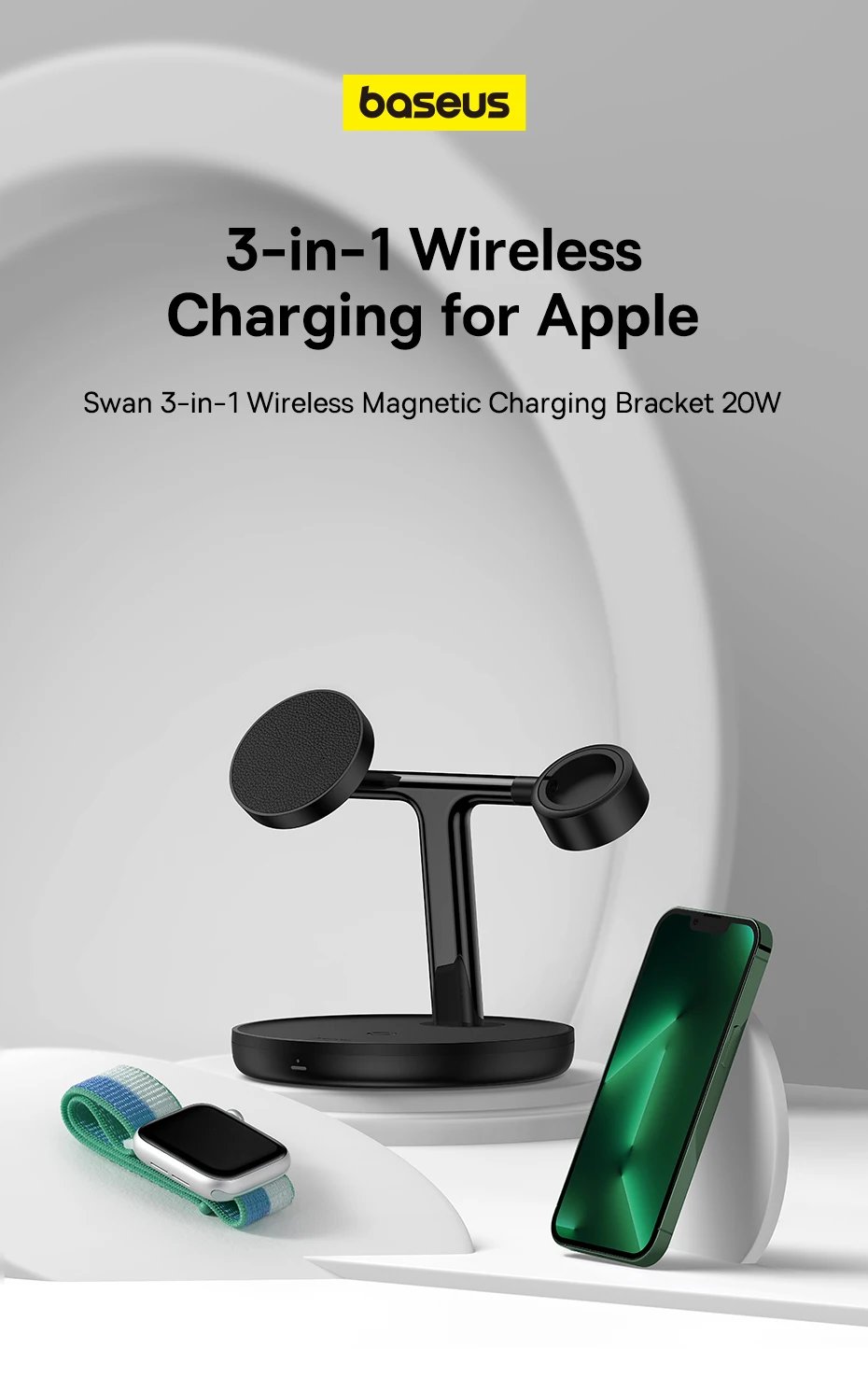 3 in 1 Magnetic Wireless Charger Stand For Phone iPhone 15 14 Pro Airpods Apple Watch Fast Charge
