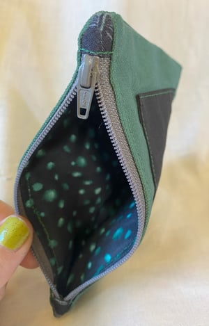 Image of Zip Wallet - Forest Green with Silver Spaceship patch