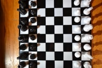 Image 3 of Checker and Chess Pieces with Board