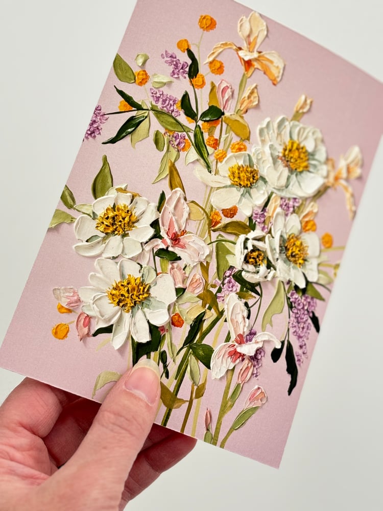 Image of PEONIES AND IRISES ON LILAC-PINK / GICLÉE PRINT