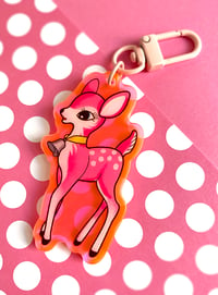 Image 1 of Pink Kitsch Deer Fluorescent Pink Acrylic Bag Charm