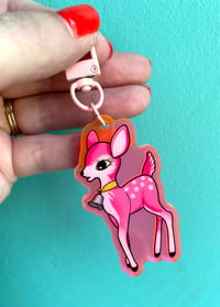 Image 3 of Pink Kitsch Deer Fluorescent Pink Acrylic Bag Charm