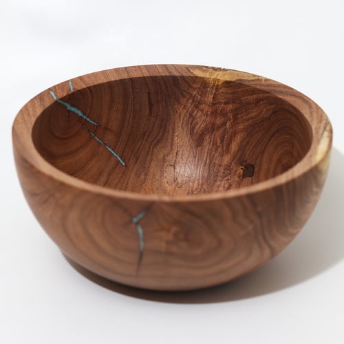 Image of Mesquite Crotch Bowl with Turquoise 