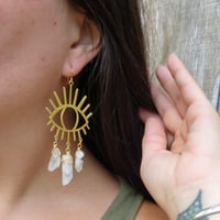 Image 4 of Crystal Sun Eye Earrings | Gemstone Mystical Eye Earrings