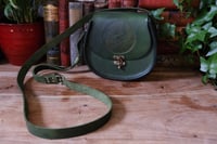 Image 1 of Green Leather Dandelion Clock Saddlebag