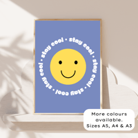 Image 1 of Stay Cool Happy Face With Coloured Background 