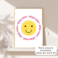 Image 1 of Stay Cool Happy Face With White Background 