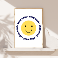 Image 2 of Stay Cool Happy Face With White Background 