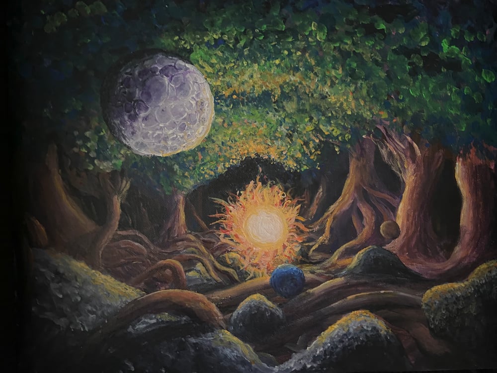 Image of "please don't leave your campsite like this" 12x16 original painting