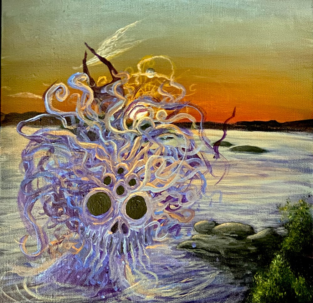 Image of when he broke the surface, he  found the shore empty 6x6 print