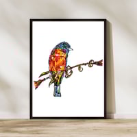 Image 3 of Orangish Eurasian Bullfinch Print