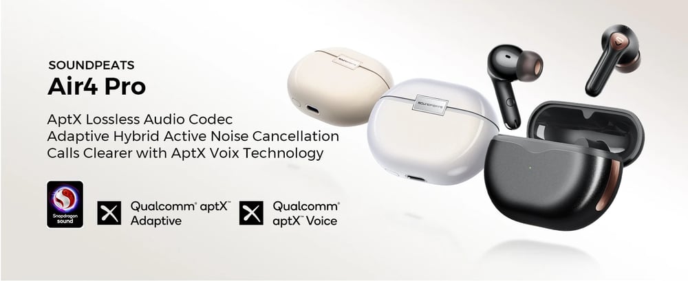 SoundPEATS Air4 Pro ANC Bluetooth 5.3 Wireless Earbuds with Lossless Sound & AptX Voice, Multipoint 
