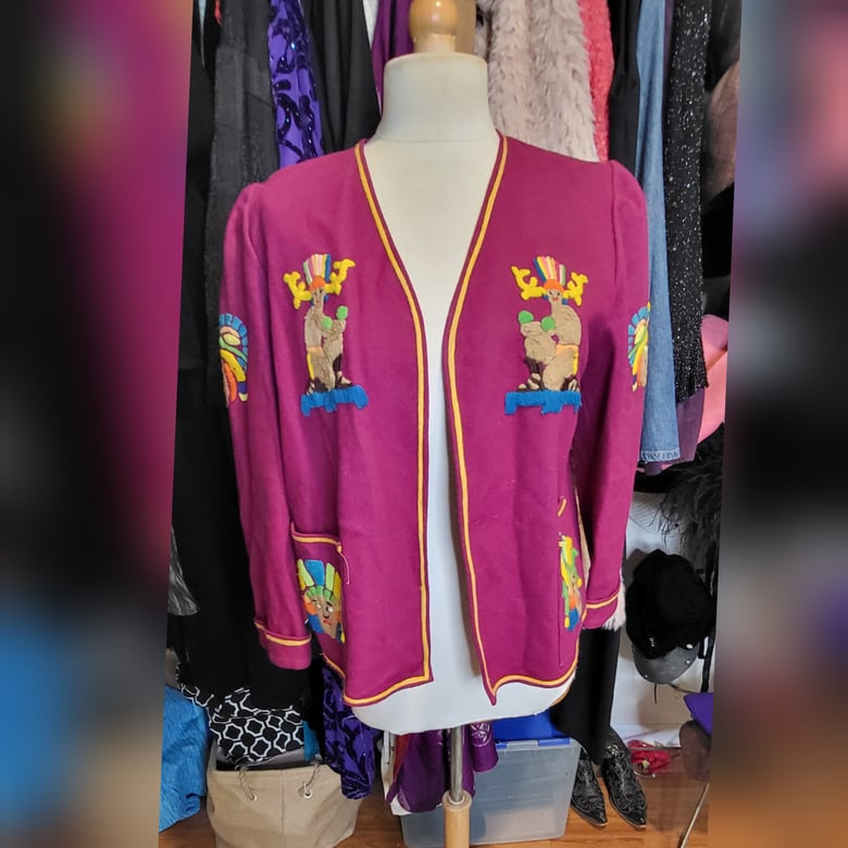 Image of Rare and Unique Wool Mexican Tourist Souvenir Jacket