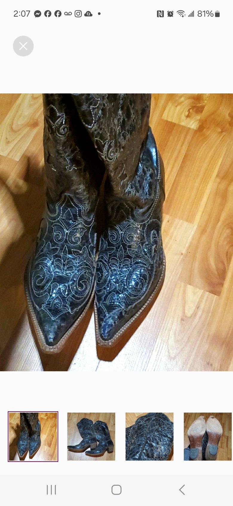 Image of Corral black lizard skin cowboy boots size 11M