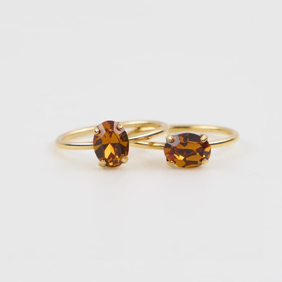 Image of BAGUE PAULA  ORANGE AMBRE PLAQUEE OR