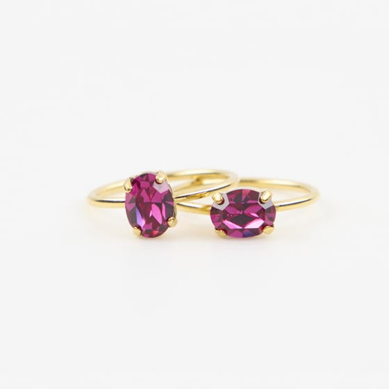 Image of BAGUE PAULA  ROSE FUCHSIA PLAQUEE OR