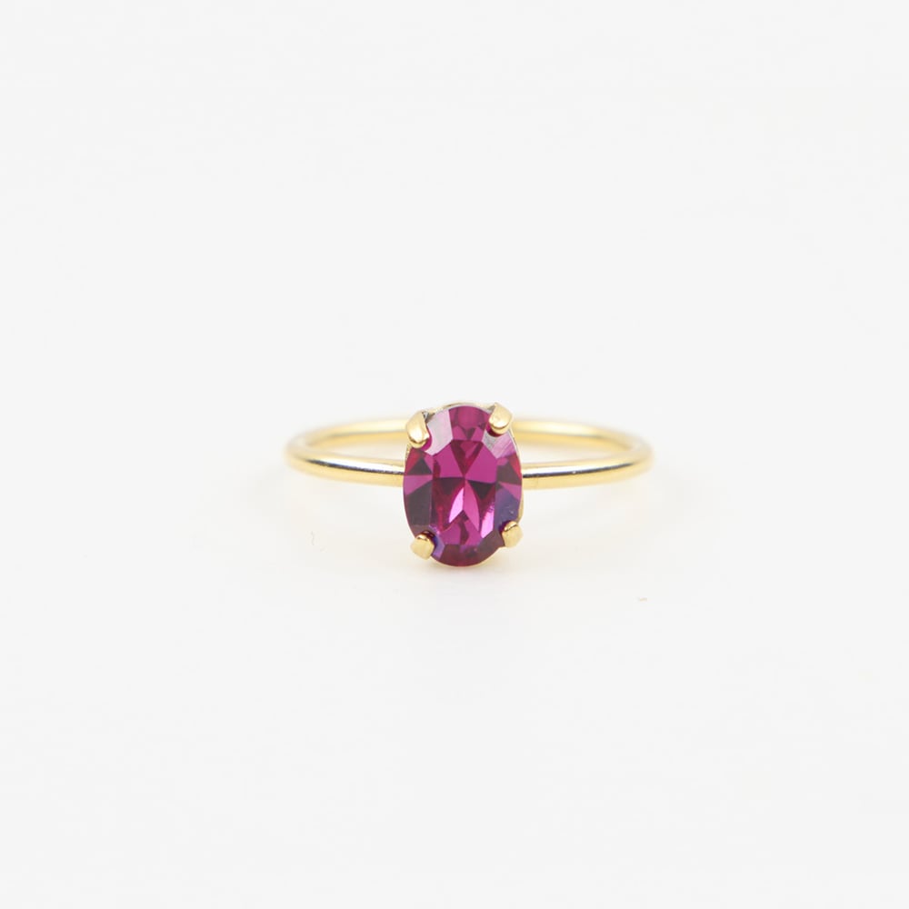 Image of BAGUE PAULA  ROSE FUCHSIA PLAQUEE OR