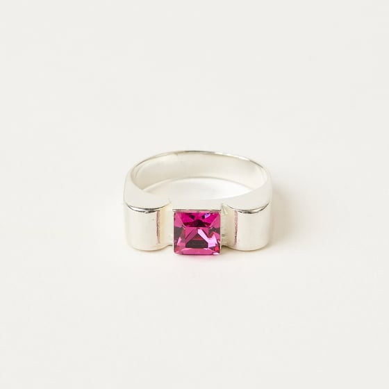 Image of BAGUE ROMY ARGENT MASSIF ROSE FUCHSIA