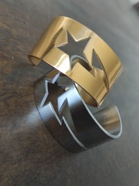 Image 12 of Lightning Bolt/Star Heavyweight Steel Bracelet