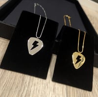 Image 6 of Silver Guitar Pick 'Flash' Lightning Bolt Necklace (925 Silver)