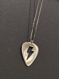 Image 7 of Silver Guitar Pick 'Flash' Lightning Bolt Necklace (925 Silver)