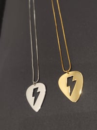 Image 8 of Silver Guitar Pick 'Flash' Lightning Bolt Necklace (925 Silver)