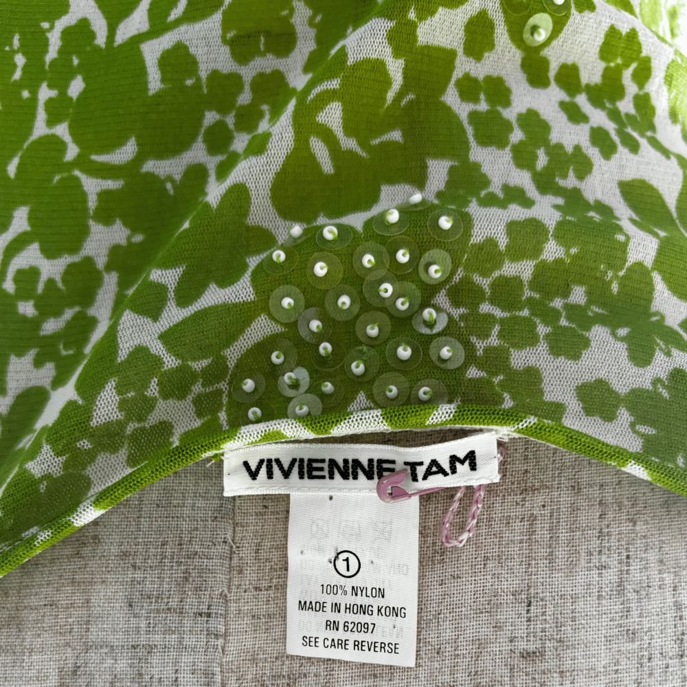 Image of VIVIENNE TAM GREEN BEADED DRESS