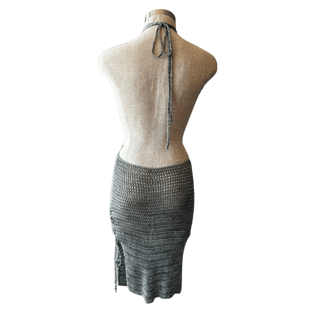 Image of HAND KNIT SILK HALTER DRESS