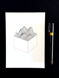 Image 3 of Cube Landscape — 5x7" pen plot