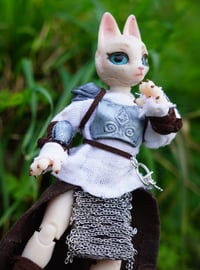 Image 1 of "Elise" Rustic Medieval Guard Warrior Kitty Miniature OOAK Ball Jointed Doll