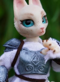 Image 2 of "Elise" Rustic Medieval Guard Warrior Kitty Miniature OOAK Ball Jointed Doll