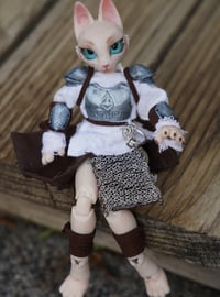 Image 3 of "Elise" Rustic Medieval Guard Warrior Kitty Miniature OOAK Ball Jointed Doll