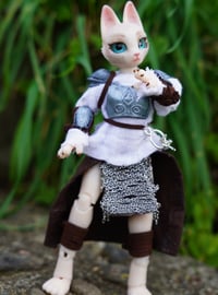 Image 5 of "Elise" Rustic Medieval Guard Warrior Kitty Miniature OOAK Ball Jointed Doll