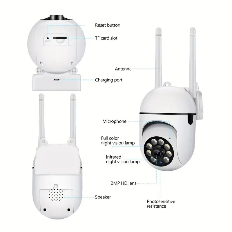1080p HD Wireless Security Camera - Full Color Night Vision, Indoor/Outdoor, 2-Way Audio