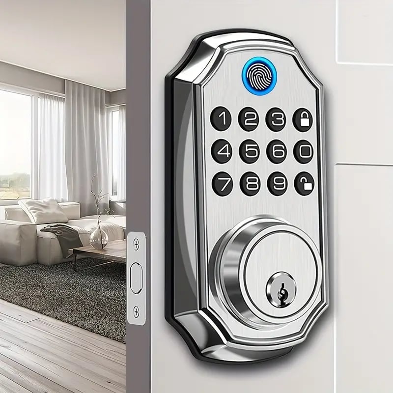 Fingerprint Smart Deadbolt Lock - Backlit Keypad, Auto Lock, Voice Prompt, Long Battery Life