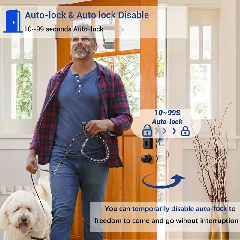 Fingerprint Smart Deadbolt Lock - Backlit Keypad, Auto Lock, Voice Prompt, Long Battery Life