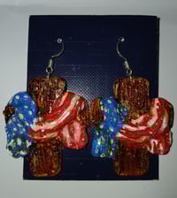 Cross with flag drape earrings