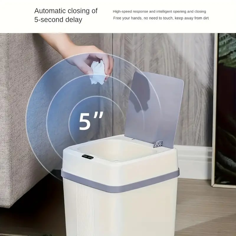 Automatic Touchless Trash Can - Battery Powered, Ideal for Kitchen, Bathroom, Bedroom, Office