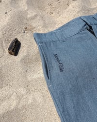 Image 5 of Raw linen pants - sea blue