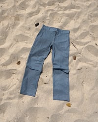 Image 6 of Raw linen pants - sea blue