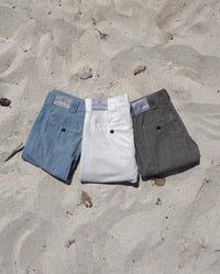 Image 7 of Raw linen pants - sea blue